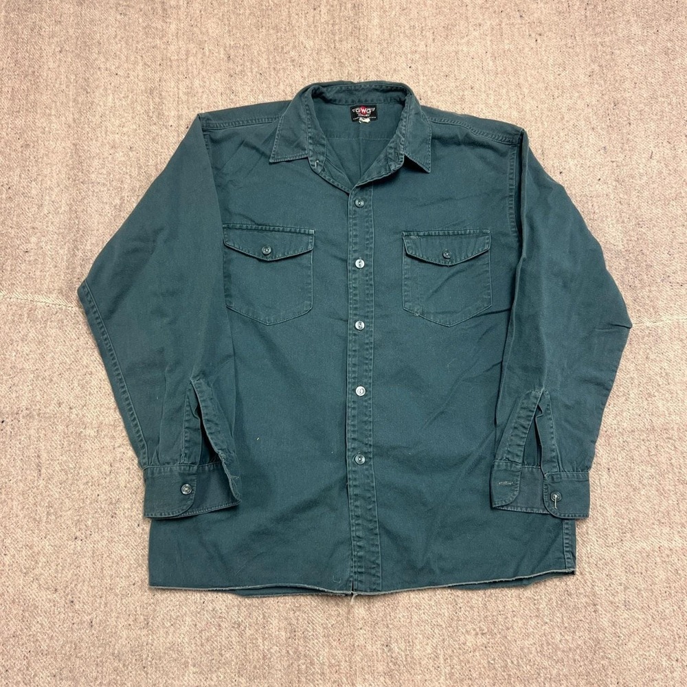 Vintage GWG Button Up Shirt Mens Large Green 1960s Canada Work Wear